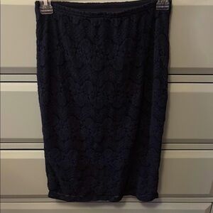 Women’s Abercrombie & Fitch Lace Floral Navy Pencil Midi Skirt Size Small